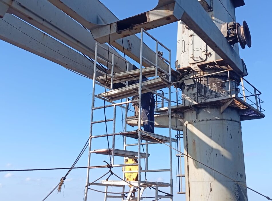 Voyage repair team performing class-approved steel renewal on board a vessel in Turkey under Bravo Ship supervision.